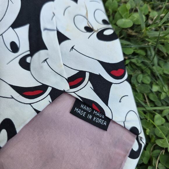 Vintage Disney Mickey Mouse Unlimited Silk Tie AOP Necktie Black White Korea - Picture 4 of 5